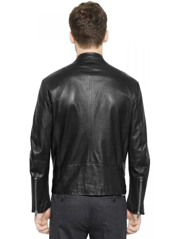 Men's Retro Style Black Moto Leather Riding Jacket