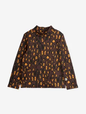 Mini Rodini Girls Leopard Long Sleeve T-Shirt in Brown