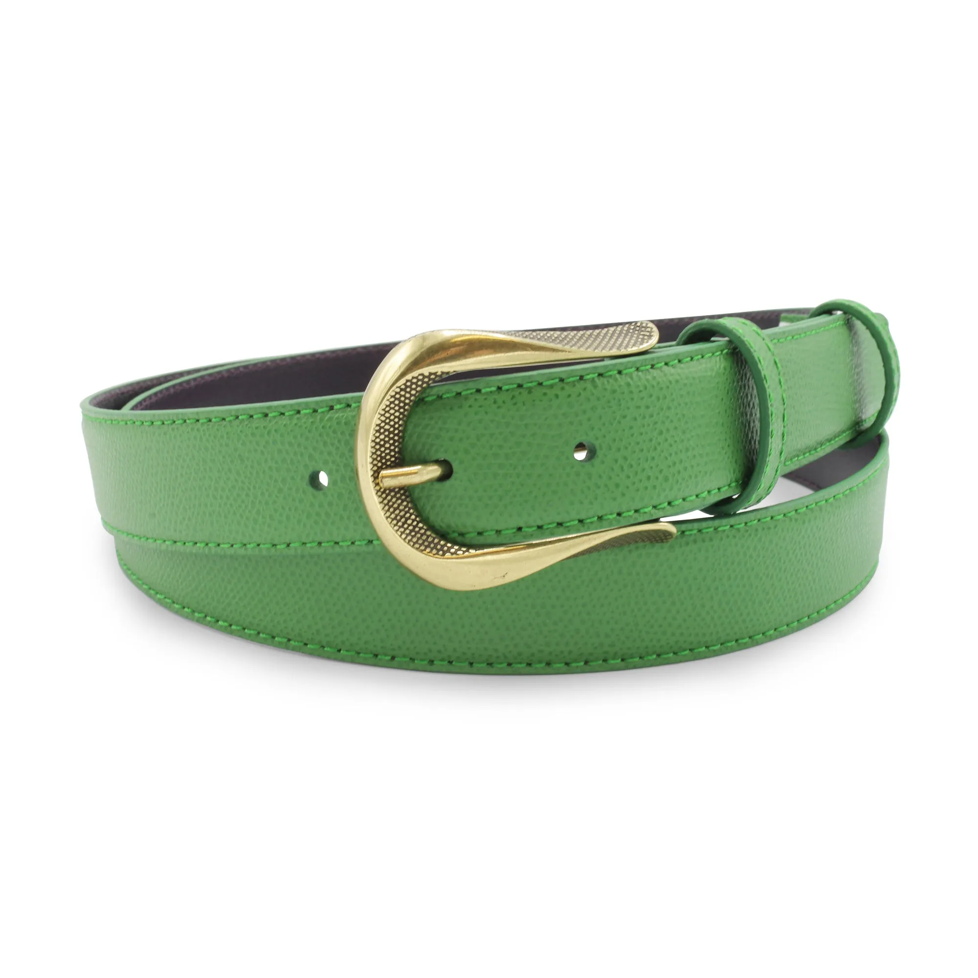 Narrow Emerald Green Novak Dauphin Gold Prong Belt