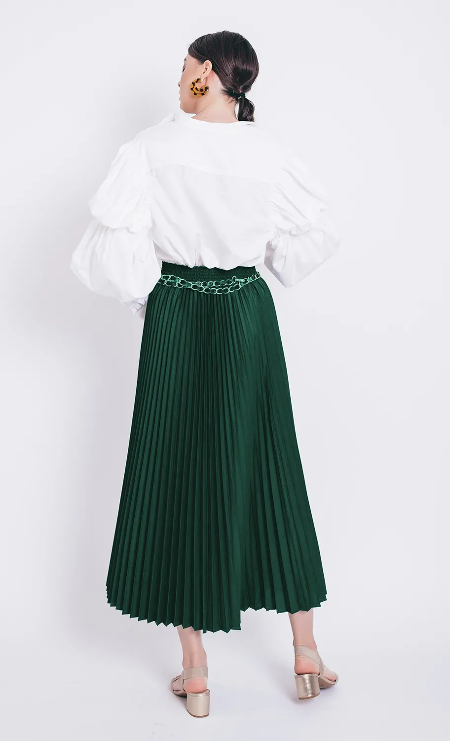 Nayla Pleated Skirt in Green