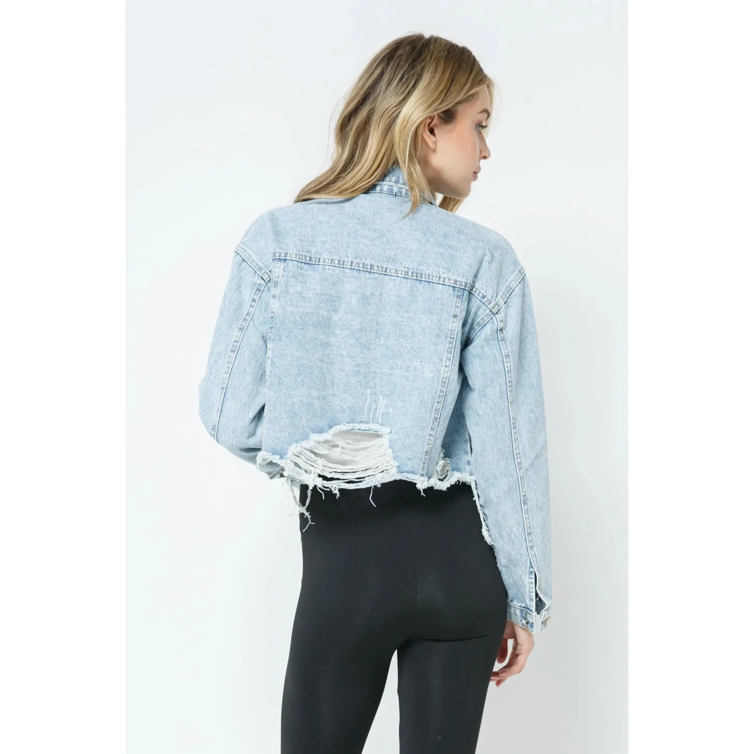 Nena Ripped Denim Cropped Jacket