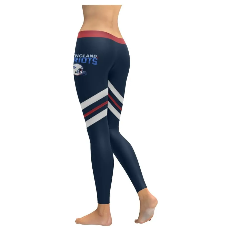 New England Patriots Super Bowl 6X Champions Leggings Blue Red Stripe