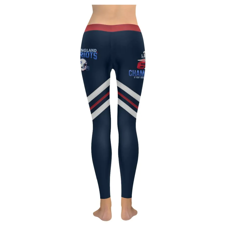 New England Patriots Super Bowl 6X Champions Leggings Blue Red Stripe