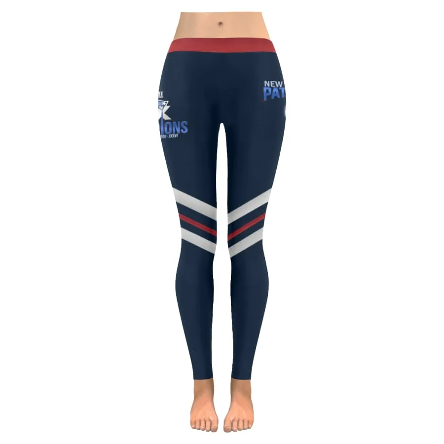 New England Patriots Super Bowl 6X Champions Leggings Blue Red Stripe