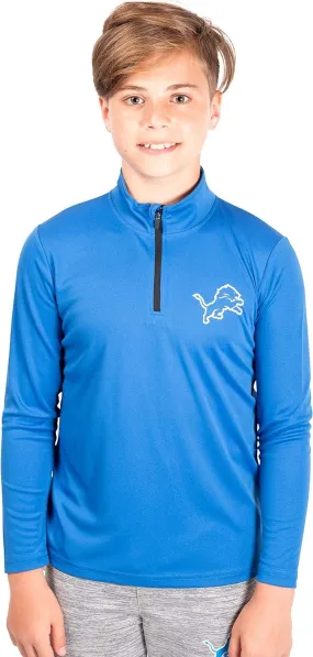 NFL Official Youth Super Soft Quarter Zip Long Sleeve T-Shirt|Detroit Lions