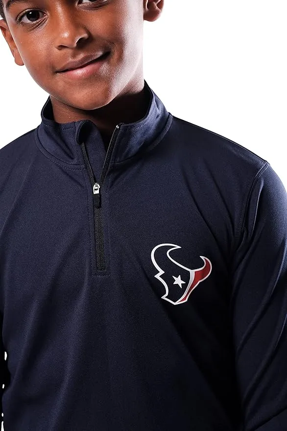 NFL Official Youth Super Soft Quarter Zip Long Sleeve T-Shirt|Houston Texans