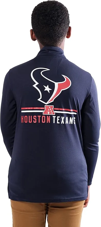 NFL Official Youth Super Soft Quarter Zip Long Sleeve T-Shirt|Houston Texans