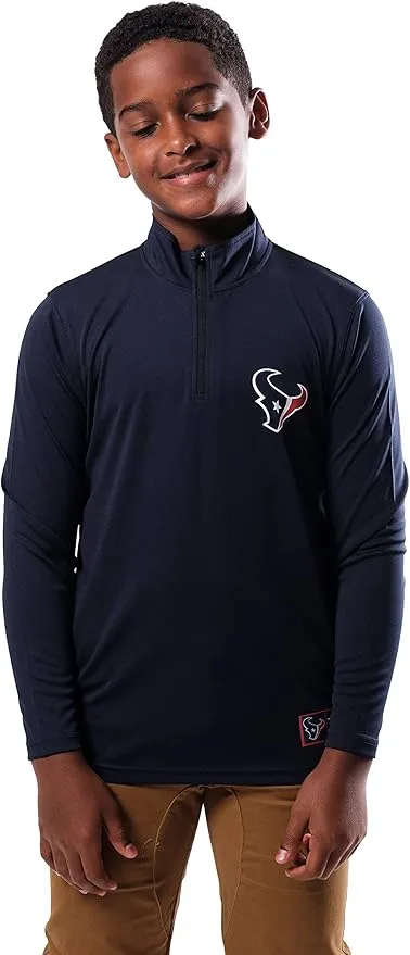 NFL Official Youth Super Soft Quarter Zip Long Sleeve T-Shirt|Houston Texans