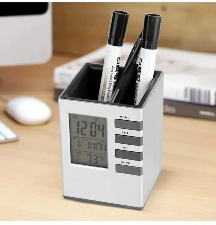 NXZ Table Desk Pen Holder Digital Clock for Home and Office Decor, Digital Clock for Study Room