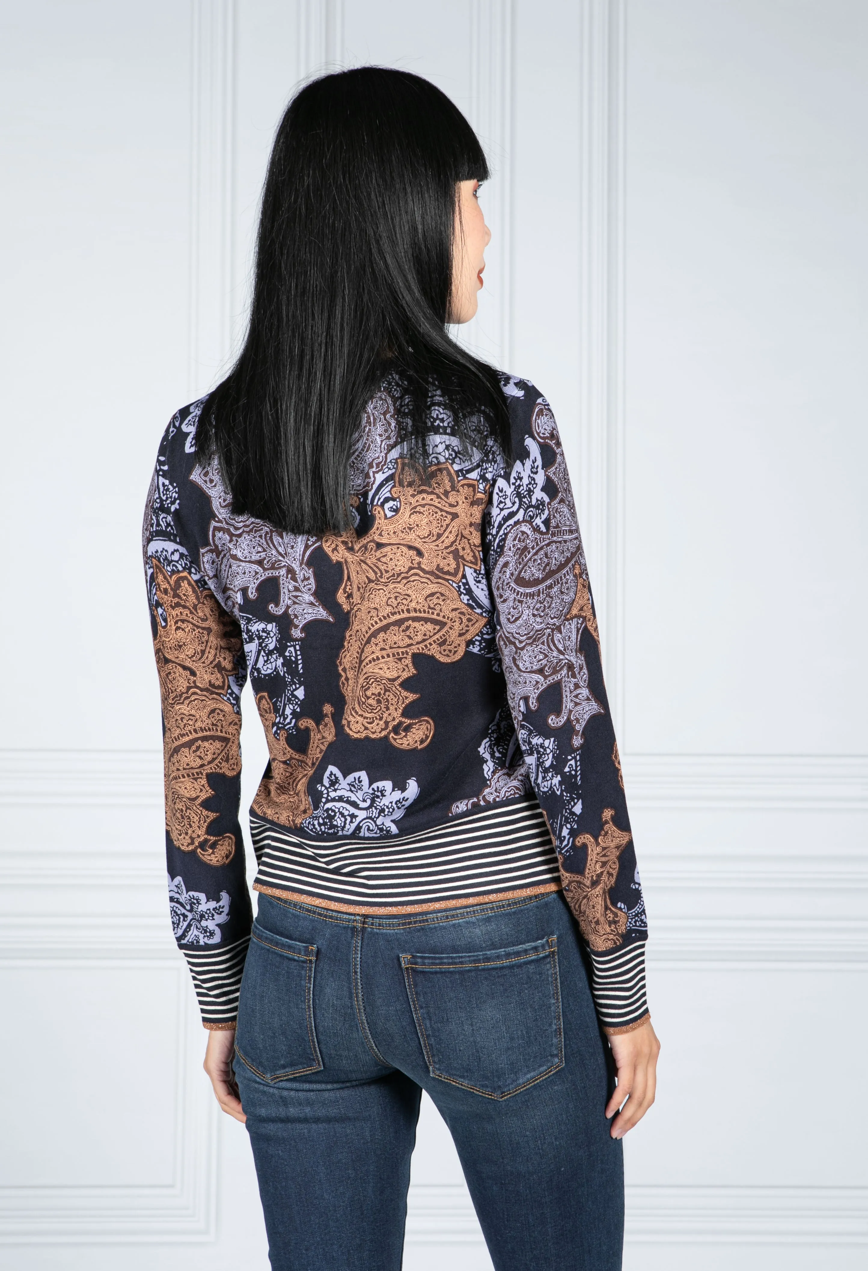 Paisley Print Reversible Cardigan