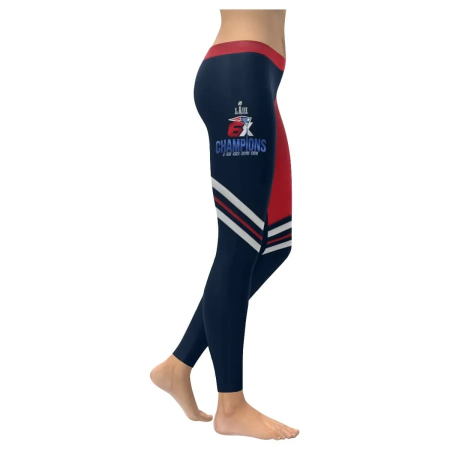 patriots Leggings Navy Red Colorblock Stripe Nfl 6x champions Yoga Pants