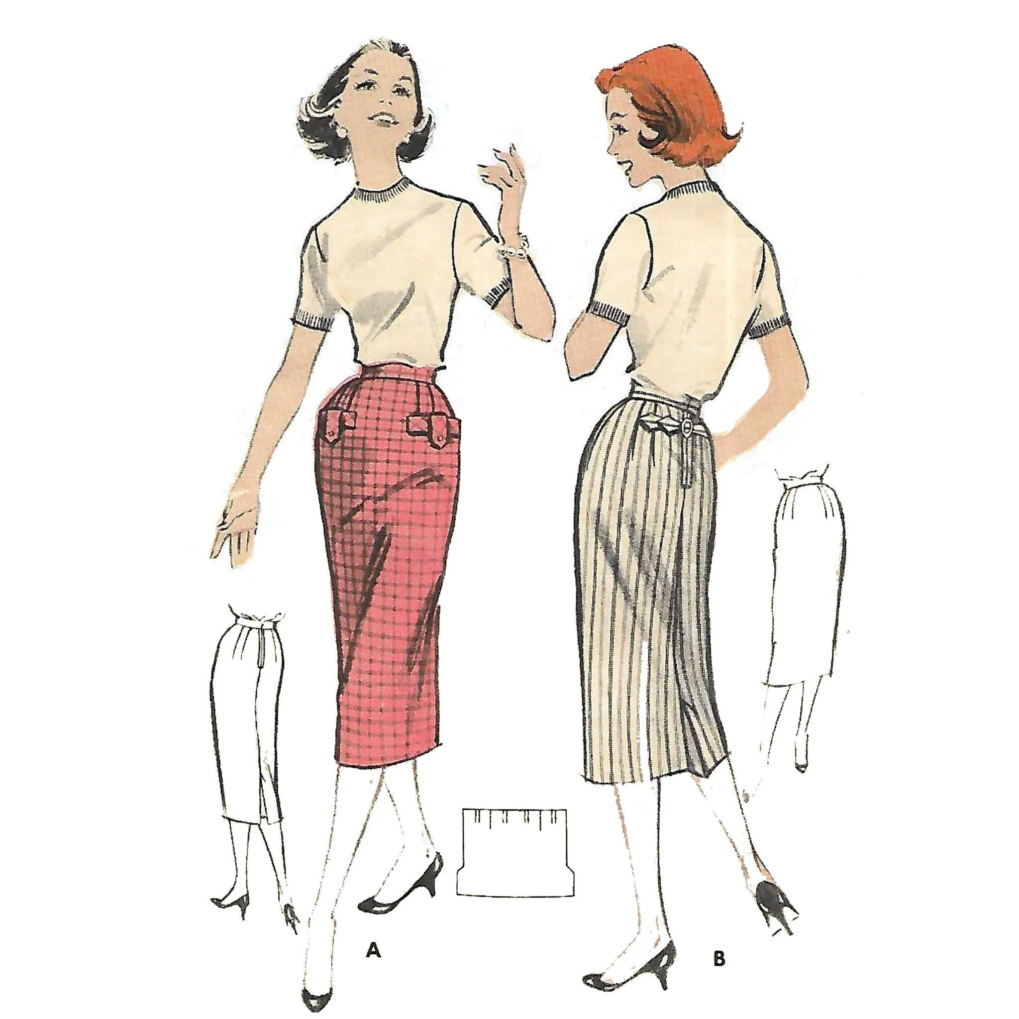 PDF - Vintage 1950s Pattern, One Piece 'Easy to Make Skirt' -  Waist 24.5” (62cm) - Instantly  Print at Home