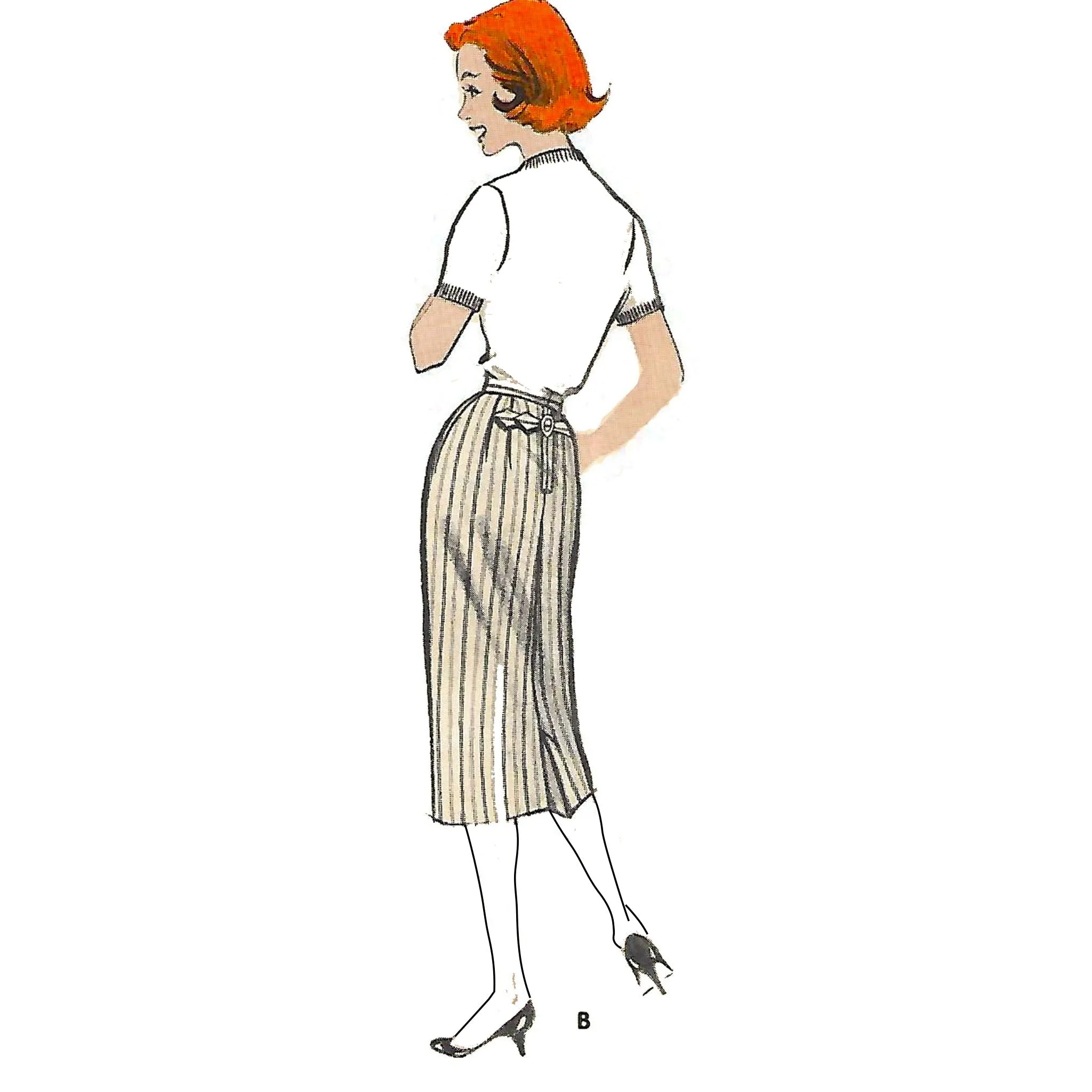 PDF - Vintage 1950s Pattern, One Piece 'Easy to Make Skirt' -  Waist 24.5” (62cm) - Instantly  Print at Home