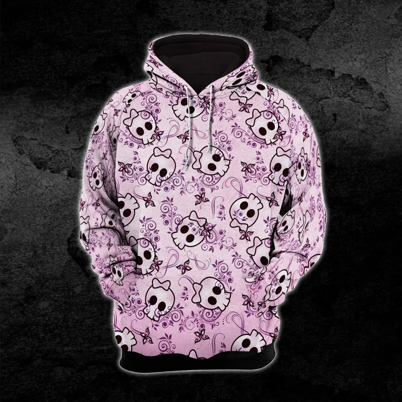 Pink Pastel Cute Skull Pattern Combo Hoodie and Leggings