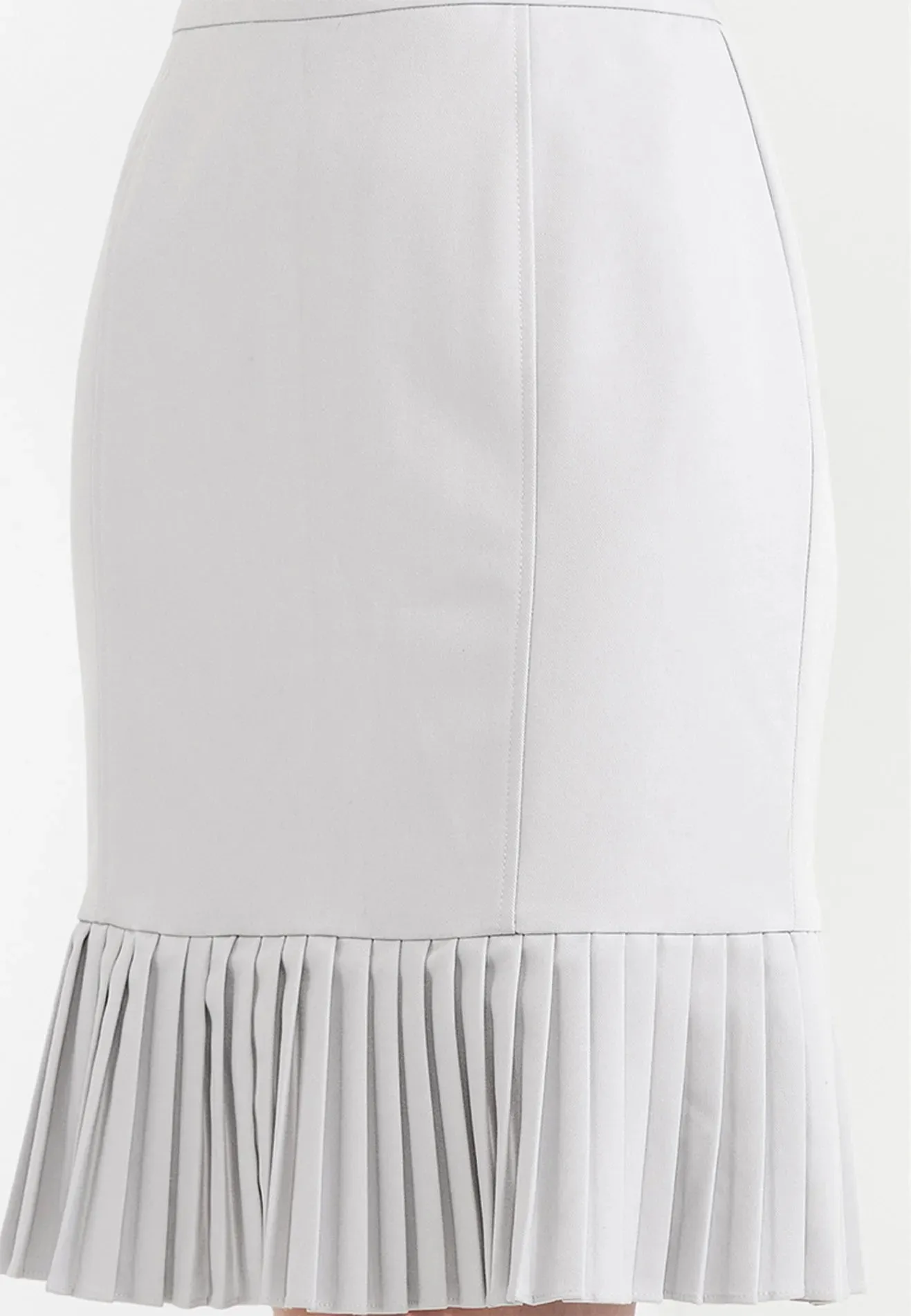 Pleated Hemline Pencil Skirt