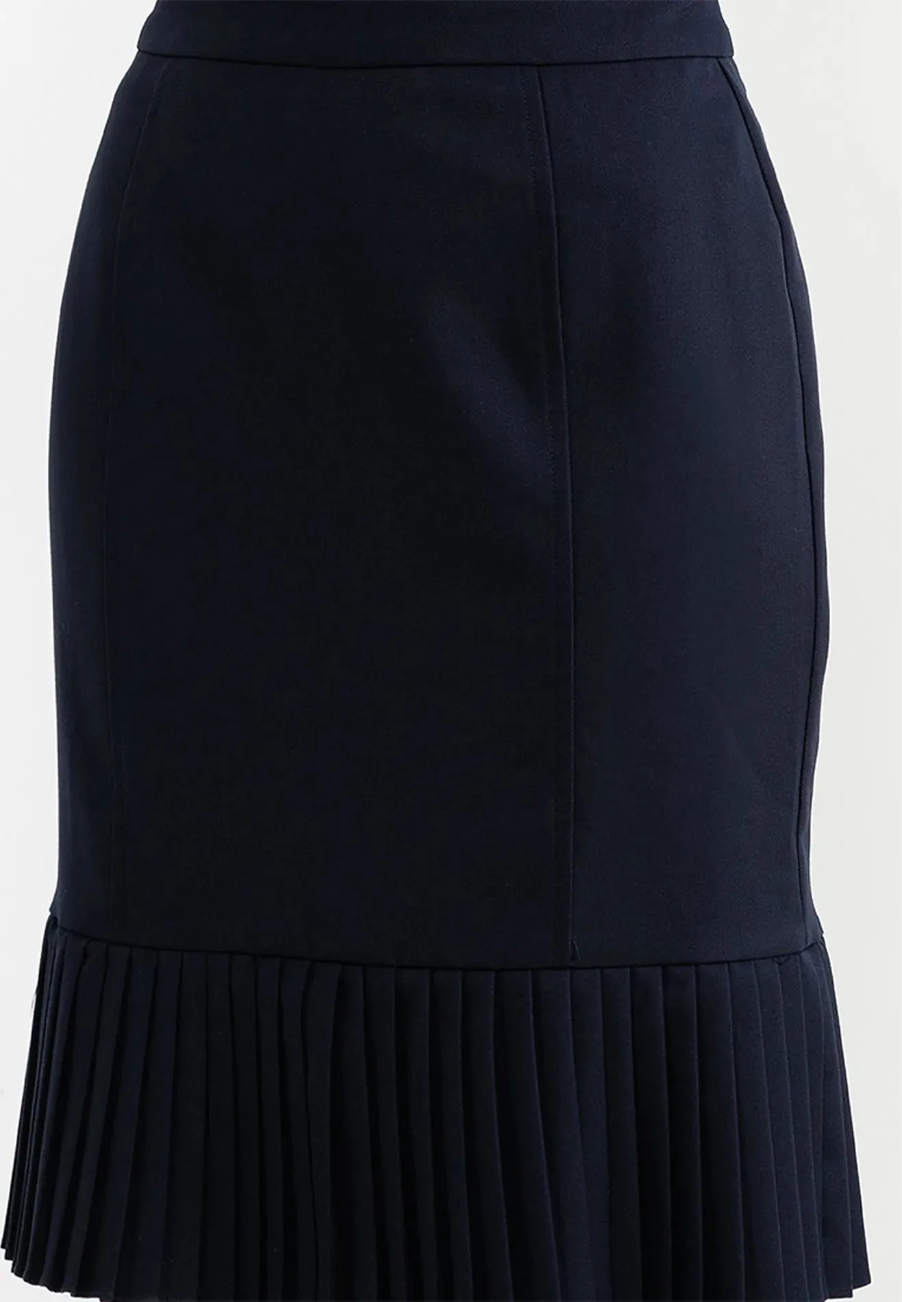 Pleated Hemline Pencil Skirt