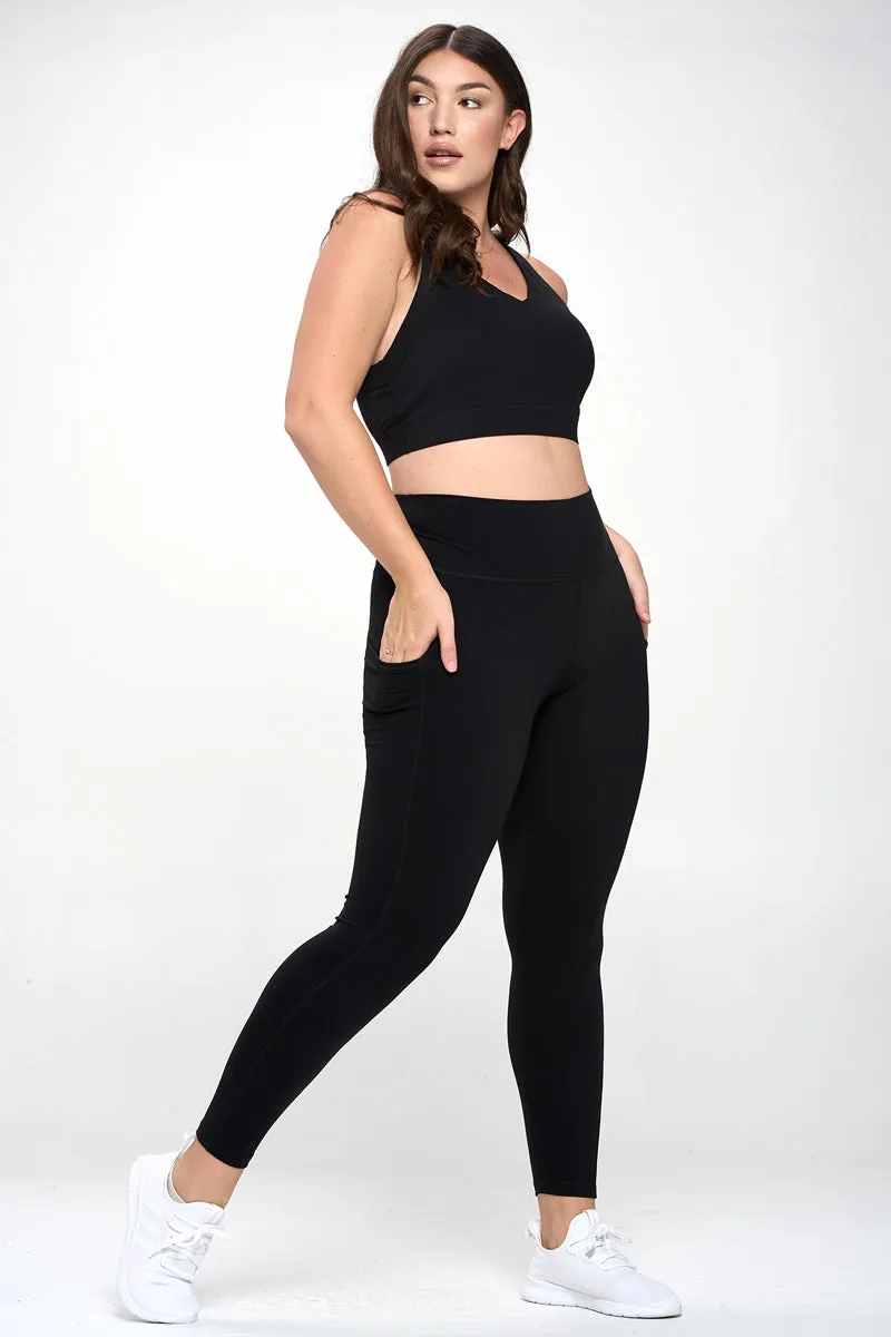 Plus Size Ultra-Soft Tech Pocket Active Leggings