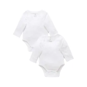 Purebaby Easy Neck L/S Bodysuit 2 Pack - White