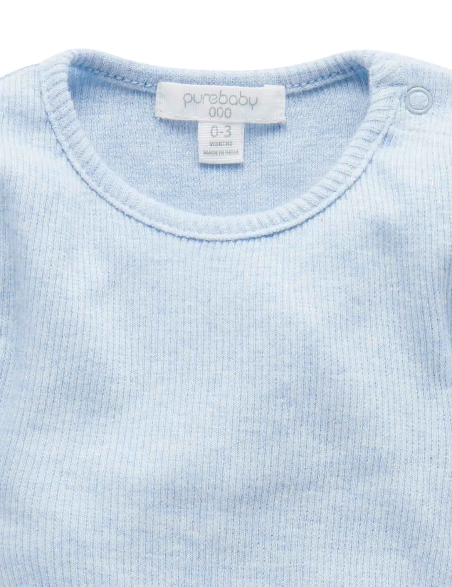 Purebaby Ribbed Bodysuit Long Sleeve - Pale Blue Melange