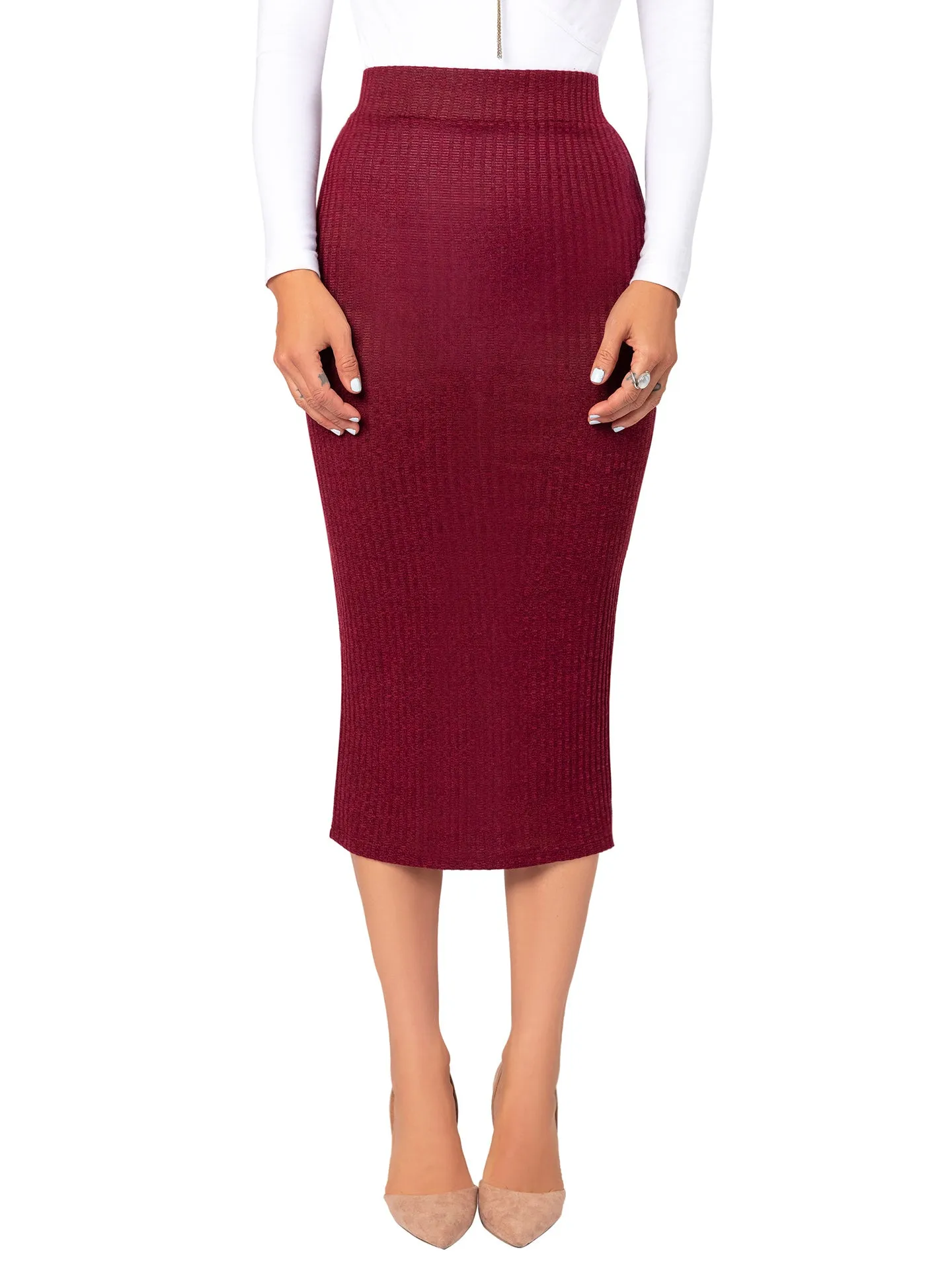 "Tarana" Burgundy Pencil Skirt