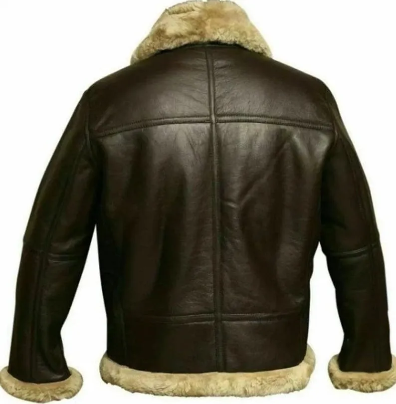 RAF Aviator Pilot Style B3 Bomber Mens Leather Jacket with Faux Fur