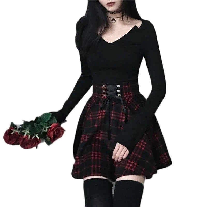 Red Plaid Skirt (Up to 5XL)