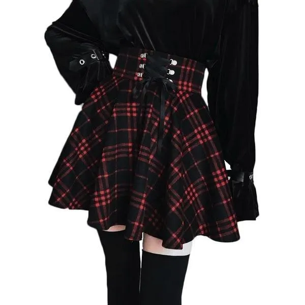 Red Plaid Skirt (Up to 5XL)