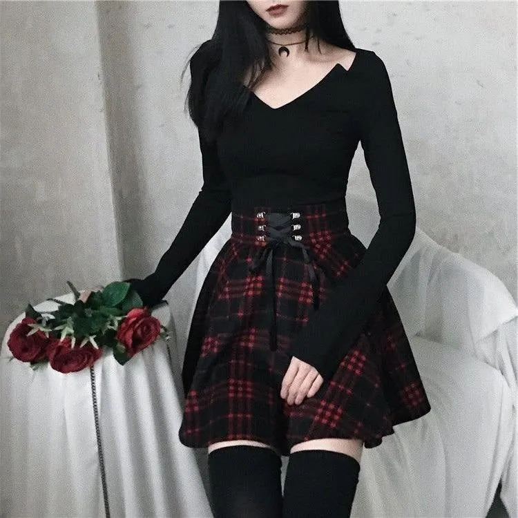 Red Plaid Skirt (Up to 5XL)