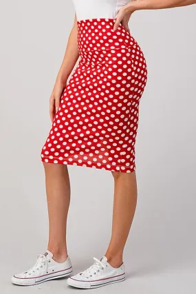 Red polka dot pencil skirt