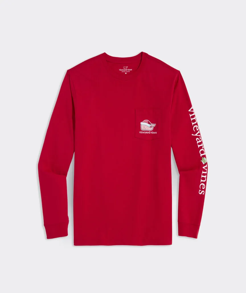 Santa Whale Long Sleeve Pocket Tee in Red Velvet by Vineyard Vines