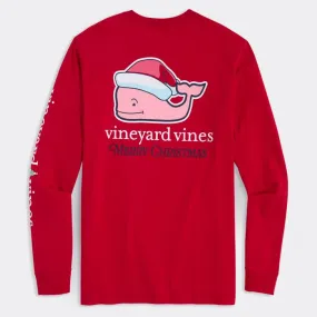 Santa Whale Long Sleeve Pocket Tee in Red Velvet by Vineyard Vines