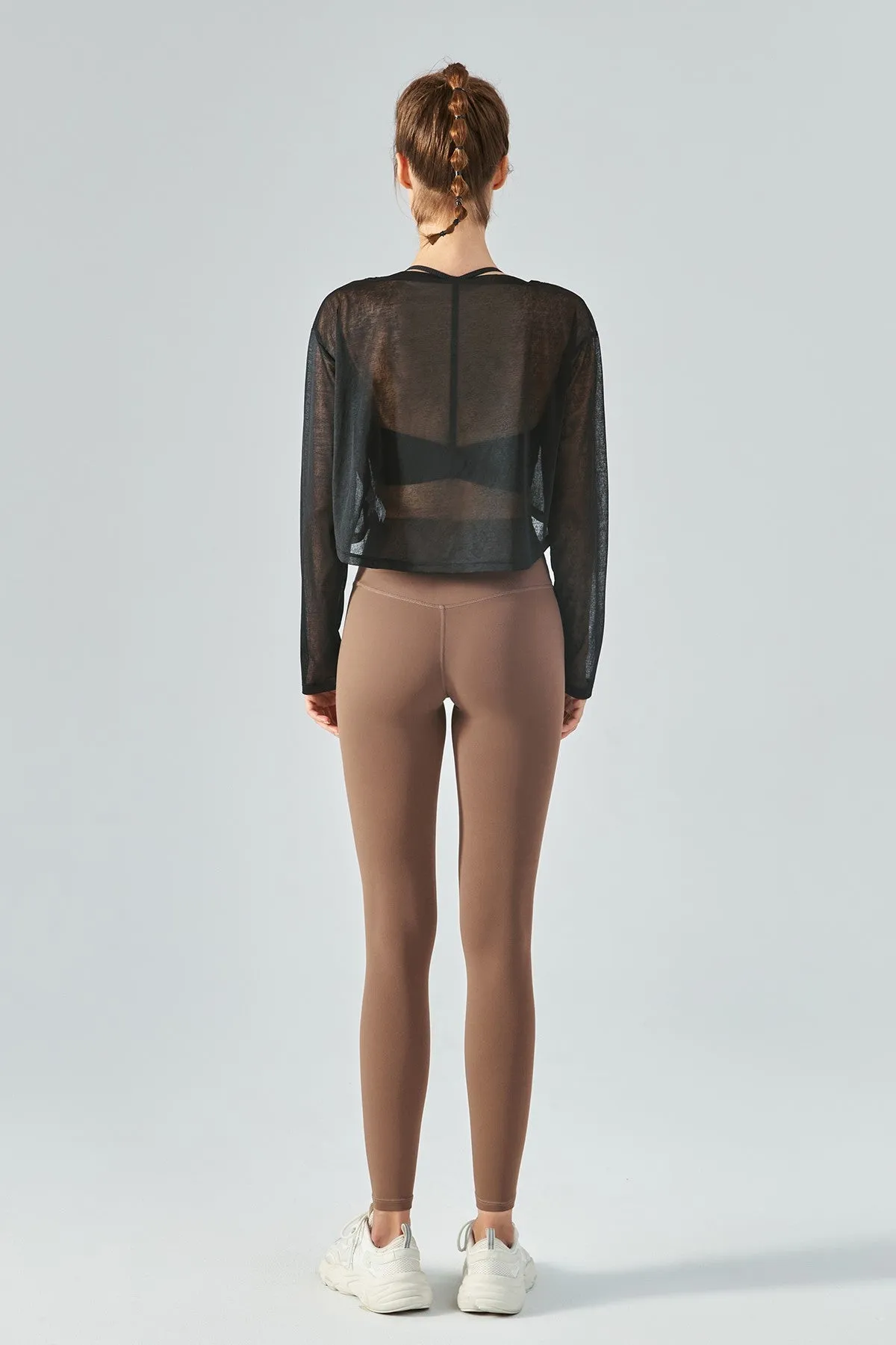 Sheer Mesh Long Sleeve Crop Shirts