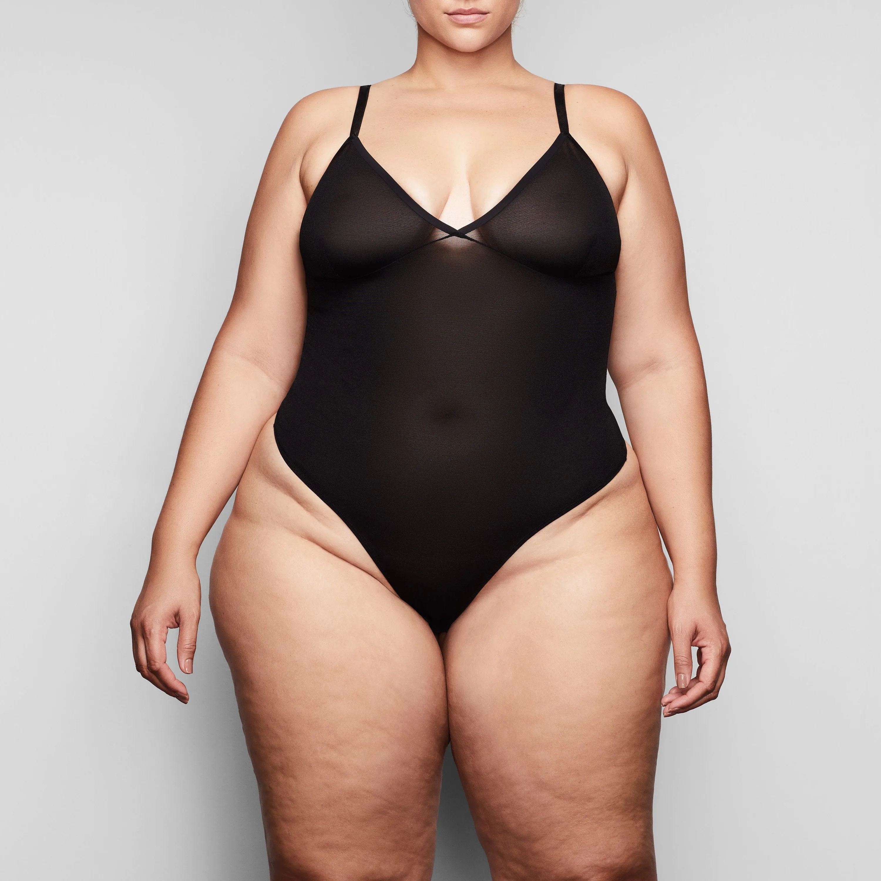 SHEER SCULPT THONG BODYSUIT | ONYX