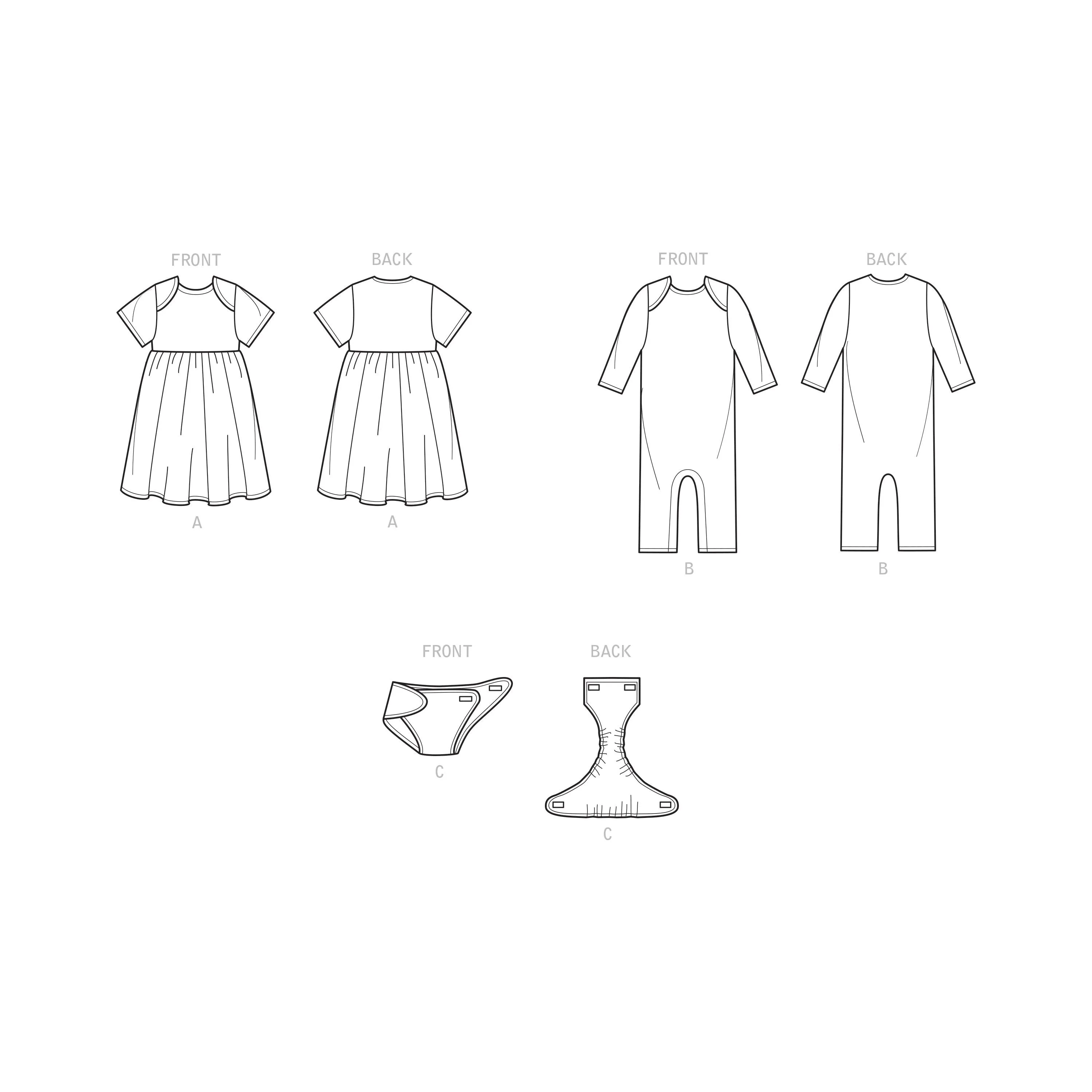 Simplicity Sewing Pattern 9282 Babies' Knit Dress, Romper and Diaper Cover