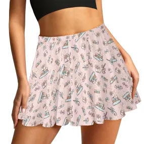 Skater Skirt Pink Christmas Presents Skater Skirt (Model D69)