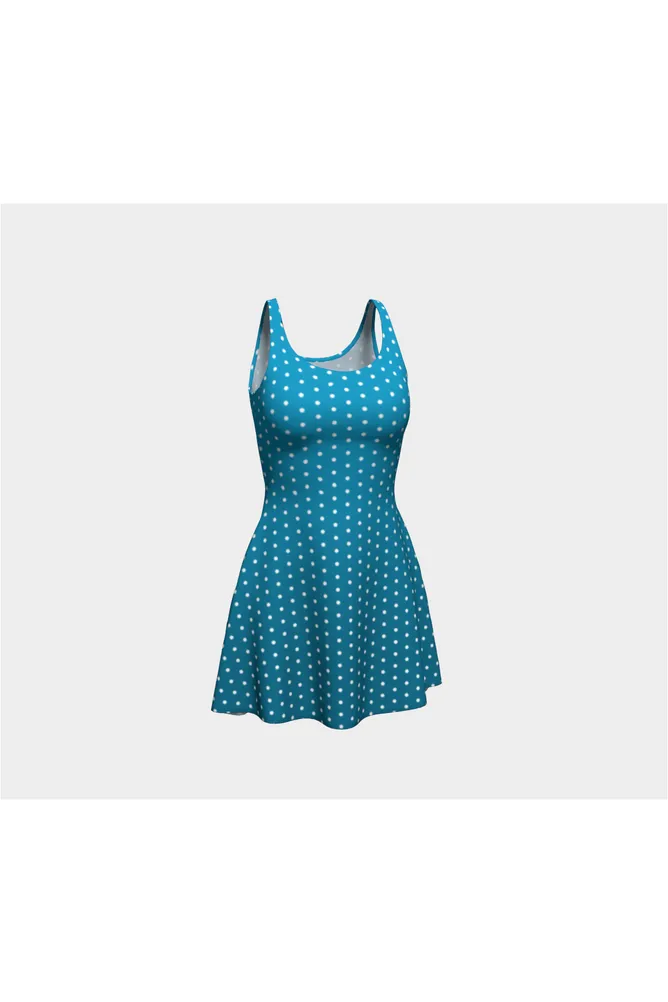 Sky Blue Polka Dot Flare Dress