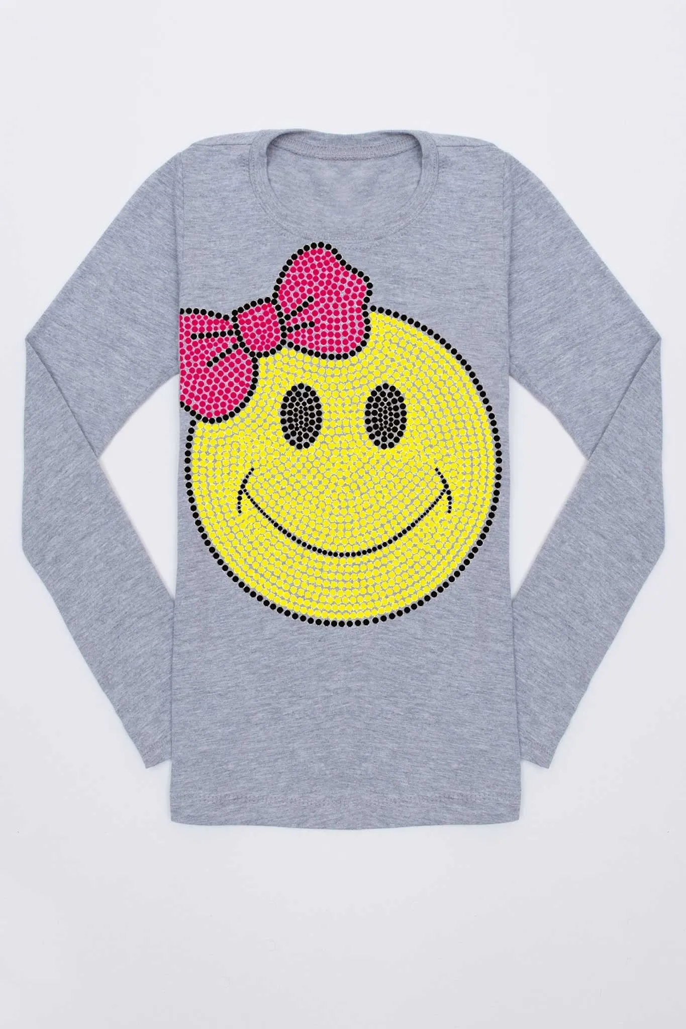 Smile Cute Long Sleeve Fall Grey Tee - Girls