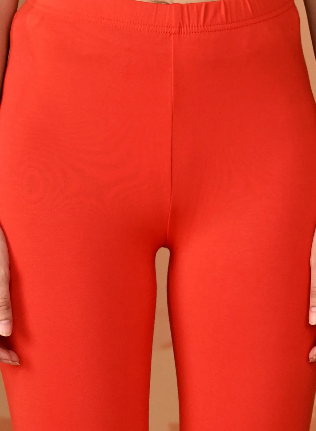 Sofia Orange Skinny Fit Leggings for Women