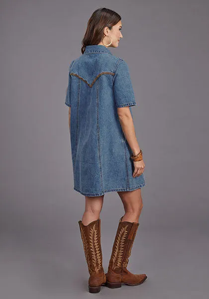 Stetson Women's Medium Wash Blue Denim Shirt Dress