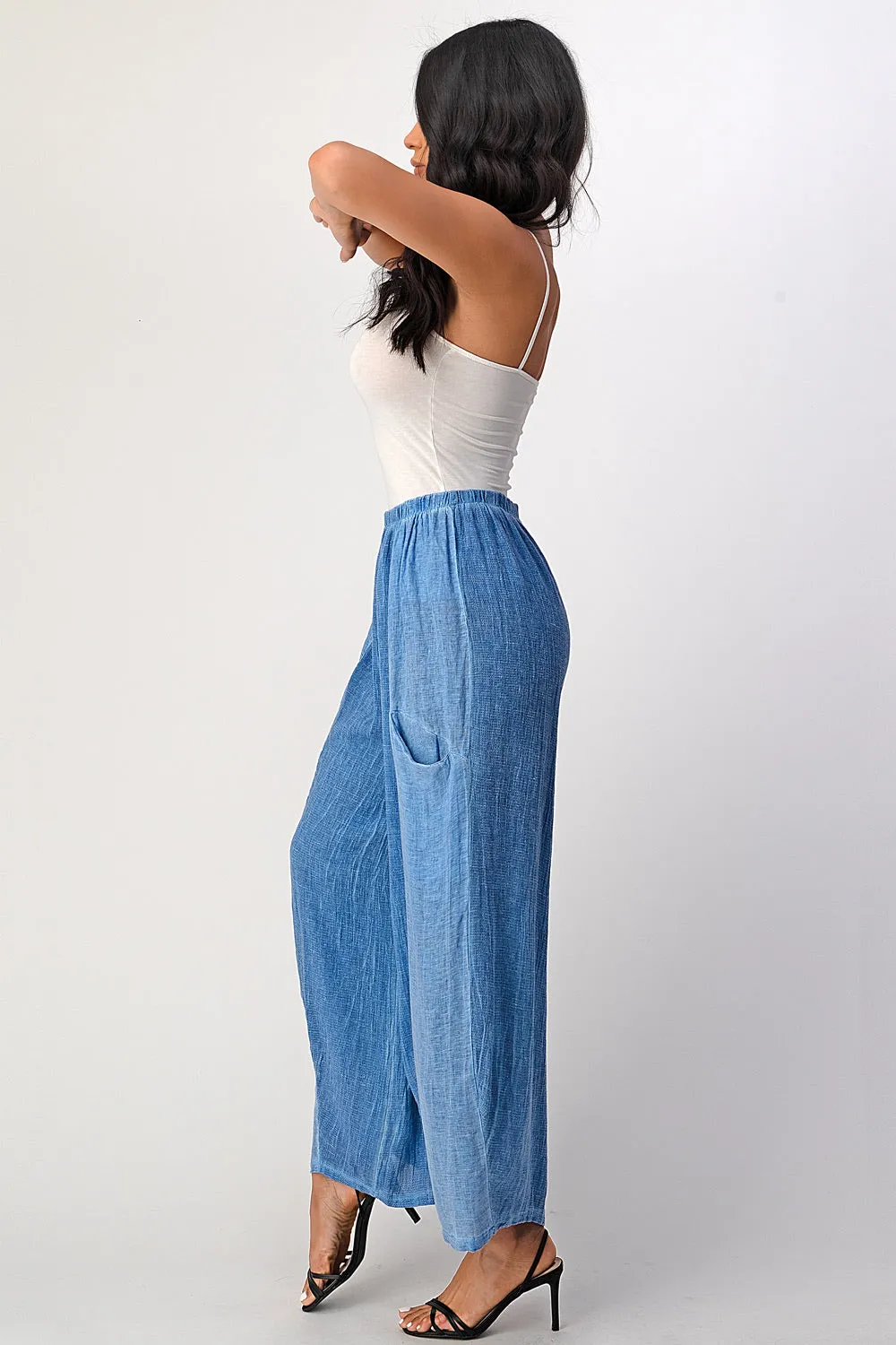 Straight Cotton Linen Pants With Pockets