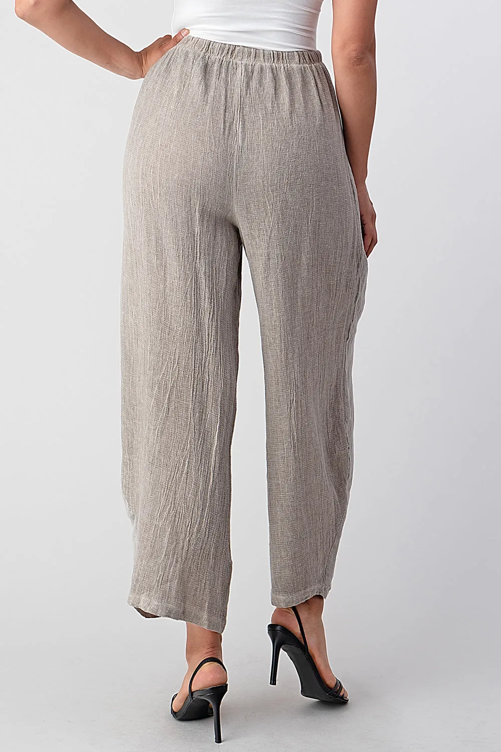 Straight Cotton Linen Pants With Pockets