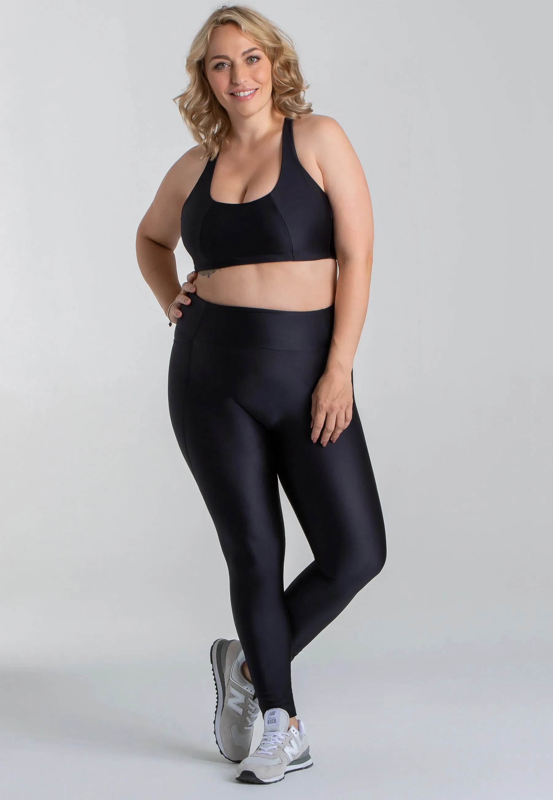 Stretch Leggings mit hohem Bund - Liquid Black