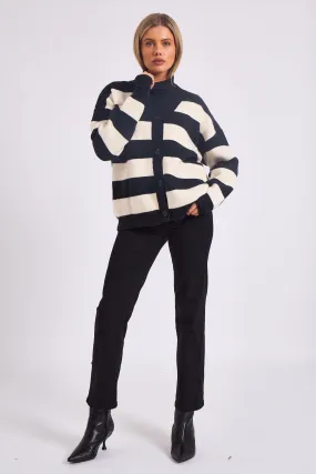 Stripe Oversized Button Through Cardigan