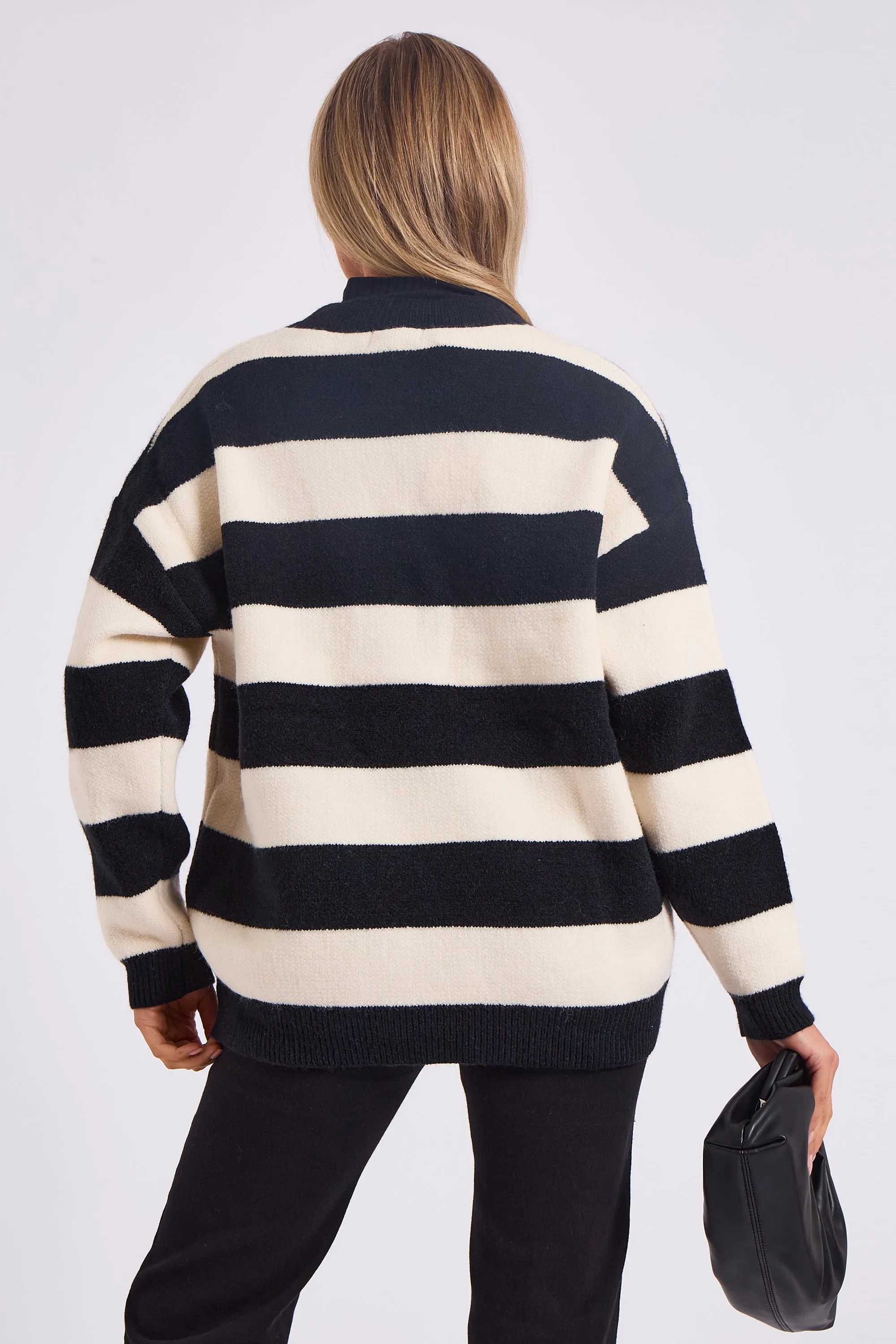 Stripe Oversized Button Through Cardigan