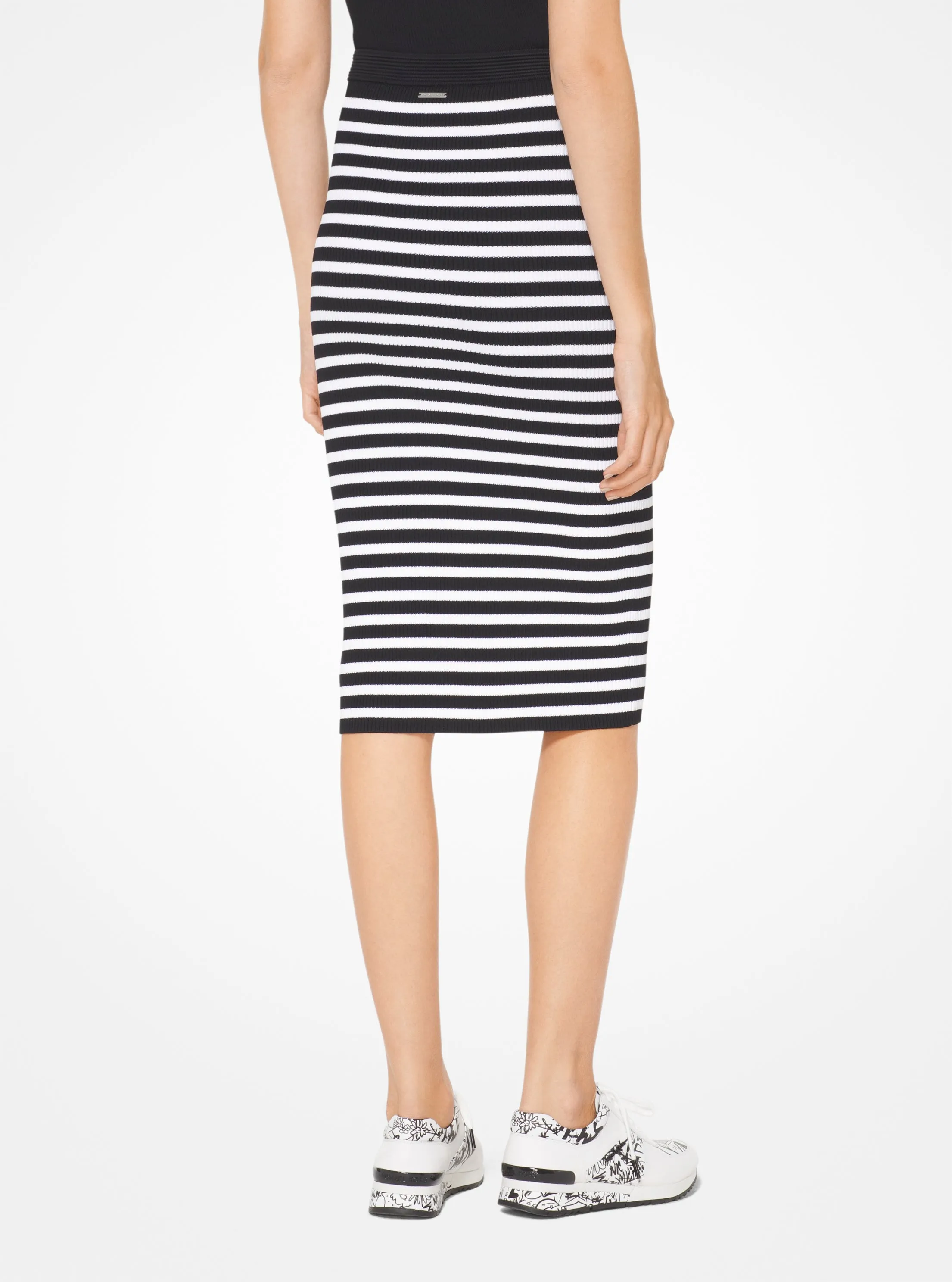 Striped Stretch-Viscose Pencil Skirt