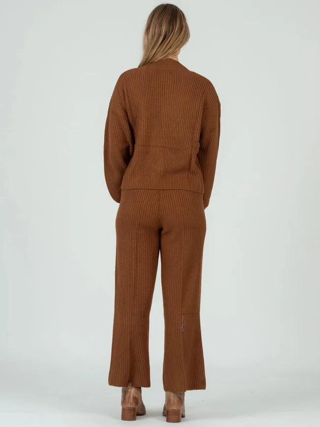 Sweater Cardigan and Pant Set in Brown