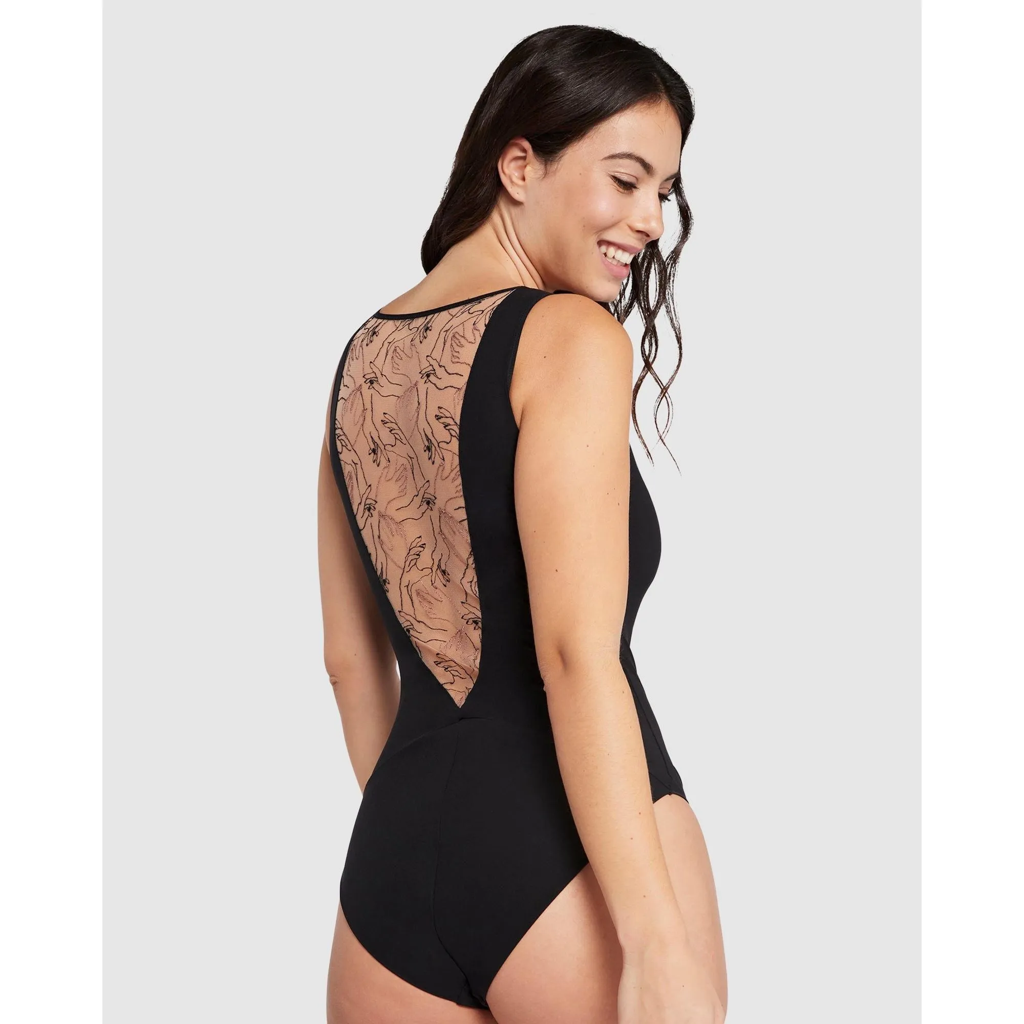 Tamara Embroidered Back Sleeveless Lingerie Bodysuit