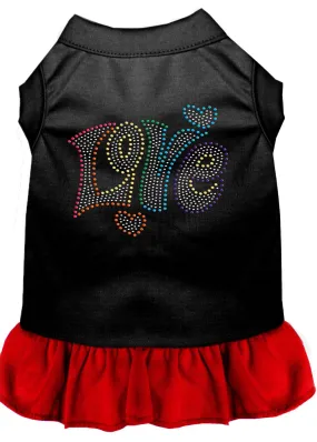 Technicolor Love Rhinestone Pet Dress Black With Red Med (12)