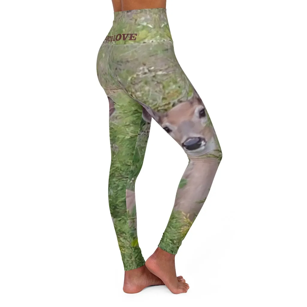 The EARTH LOVE Collection - "A Divine Doe" Design High-Waisted Yoga Leggings, Fitness Leggings, Animal Print Leggings