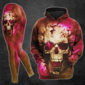 Vintage Ancient Skull Artwork Print Combo Hoodie And Leggings